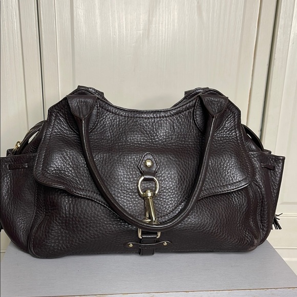 Cole Haan Handbags - Cole Haan Village H06 Pebble Leather Tassel Dark Brown Shoulder Bag